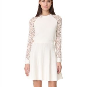 alice + olivia Blake Lace Raglan Sleeve Dress, white